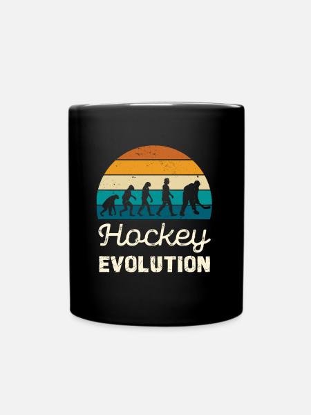 Hockey Evolution Retro Illustration - Tasse einfarbig - Schwarz