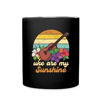 Uke Are My Sunshine Vintage Ukulele Blumen - Tasse einfarbig - Schwarz - Vorne
