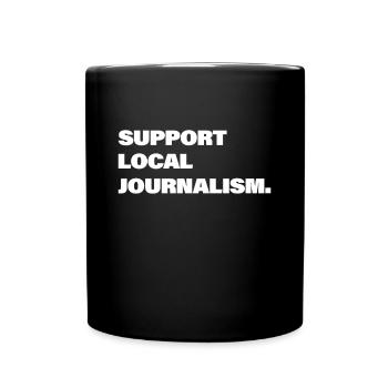 Unterstütze Lokalen Journalismus - Tasse einfarbig - Schwarz - Vorne