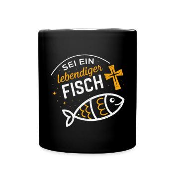 Lebendiger Fisch Zitat Illustration - Tasse einfarbig - Schwarz - Vorne