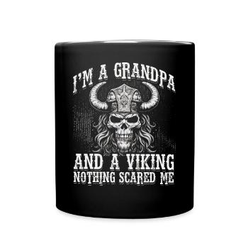 Ich bin Opa und Wikinger, nichts hat mir Angst gemacht - Tasse einfarbig - Schwarz - Vorne