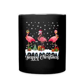 Flamingo Lover Flamingo Happy Christmas Flamingos - Full Colour Mug - black - Front