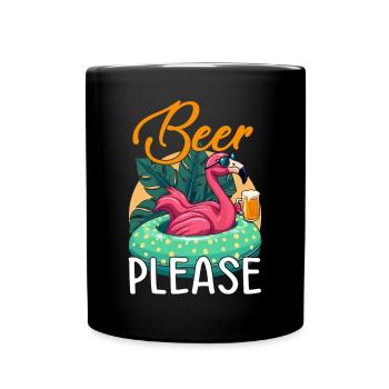 Party Flamingo Beer please Funny Flamingo Party - Full Colour Mug - black - Front