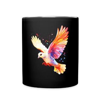 Taube Weiß Frieden Peace Ringeltaube Weiße Tauben - Tasse einfarbig - Schwarz - Vorne
