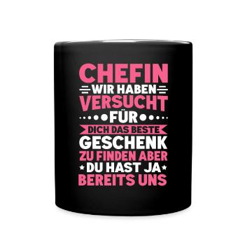 Stolzer Chefin Von Tollen Mitarbeitern Kollege - Tasse einfarbig - Schwarz - Vorne
