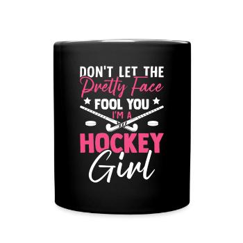 Pretty Face Hockey Fille Joueuse de hockey Fille - Mug uni - noir - Devant