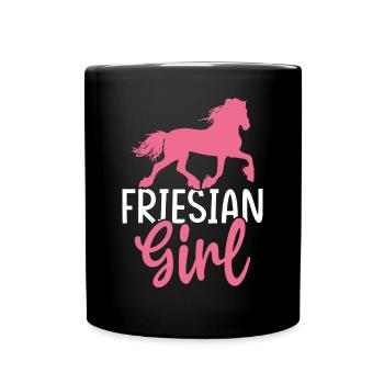 Frisonne Fille Cavalier Fille Équitation - Mug uni - noir - Devant