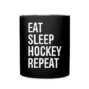 Manger dormir hockey répéter - Mug uni - noir - Devant