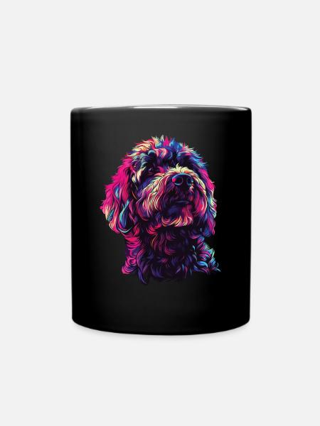 Wasserfarben Farbenfroher Labradoodle - Tasse einfarbig - Schwarz