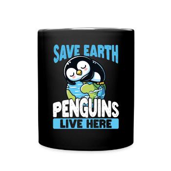 Rettet die Erde Pinguine leben hier Earth Day - Tasse einfarbig - Schwarz - Vorne