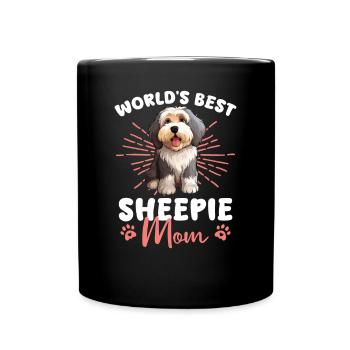 Old English Sheepdog Groovy Sheepie Mom - Full Colour Mug - black - Front