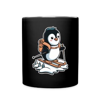 Cute penguin doing cross-country skiing for kids and - Full Colour Mug - black - Front