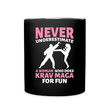 Woman doing Krav Maga for fun Krav Maga - Full Colour Mug - black - Front