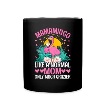 Flamingo Mama Flamingo Mom Flamingo - Tasse einfarbig - Schwarz - Vorne