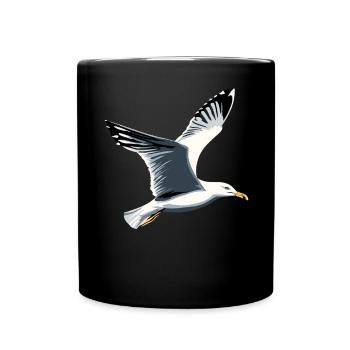 Möwe Strand Meer Nordsee Ostsee Silbermöwe Möwen - Tasse einfarbig - Schwarz - Vorne