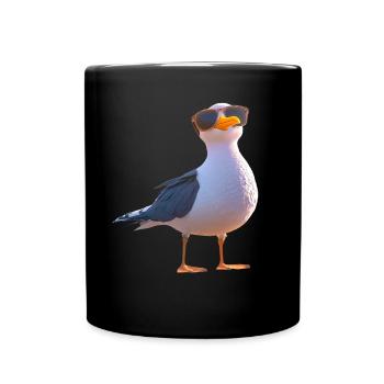 Möwe Strand Meer Nordsee Ostsee Silbermöwe Möwen - Tasse einfarbig - Schwarz - Vorne