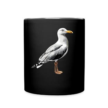 Möwe Strand Meer Nordsee Ostsee Silbermöwe Möwen - Tasse einfarbig - Schwarz - Vorne