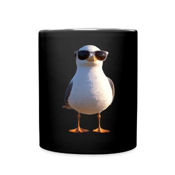 Möwe Strand Meer Nordsee Ostsee Silbermöwe Möwen - Tasse einfarbig - Schwarz - Vorne