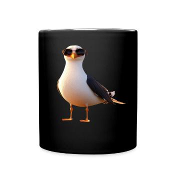 Seagull, Beach, Sea, North Sea, Baltic Sea, Herring Gull, Seagulls - Full Colour Mug - black - Front