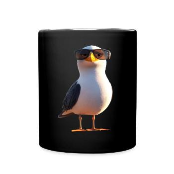 Möwe Strand Meer Nordsee Ostsee Silbermöwe Möwen - Tasse einfarbig - Schwarz - Vorne