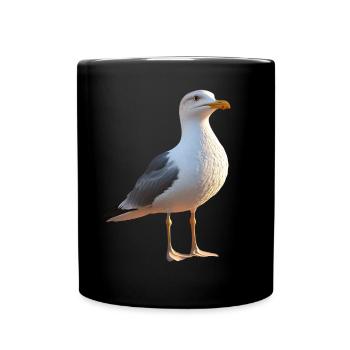 Seagull, Beach, Sea, North Sea, Baltic Sea, Herring Gull, Seagulls - Full Colour Mug - black - Front