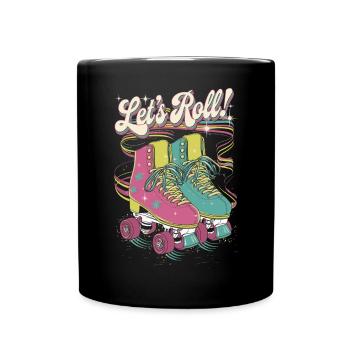 Let’s Roll Design de patin à roulettes rétro coloré - Mug uni - noir - Devant