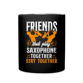 Saxophone Friends Besties Buddies - Full Colour Mug - black - Front