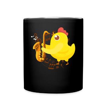 Saxophones Girl Chicken Saxophones - Full Colour Mug - black - Front