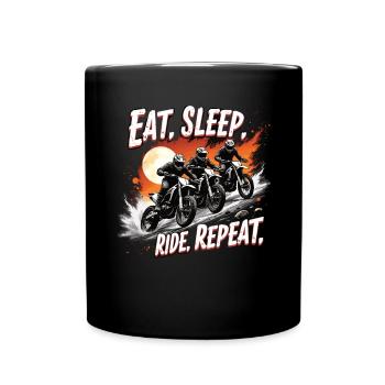 Motocross Eat Sleep Ride Repeat - Full Colour Mug - black - Front