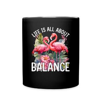 La vie est une question d’équilibre - Mignon amant de flamants roses - Mug uni - noir - Devant