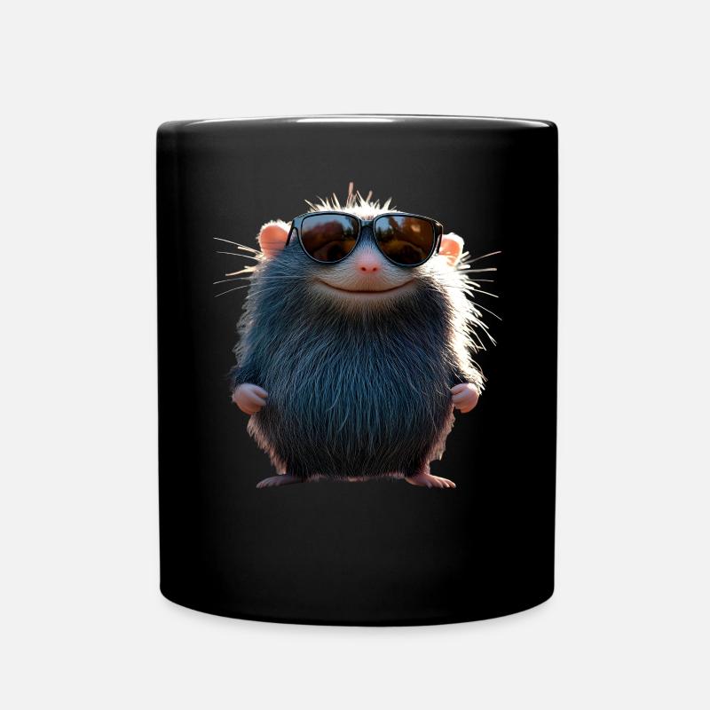 Maulwurf mit Sonnenbrille Liebe Süße Maulwürfe - Tasse einfarbig - Schwarz