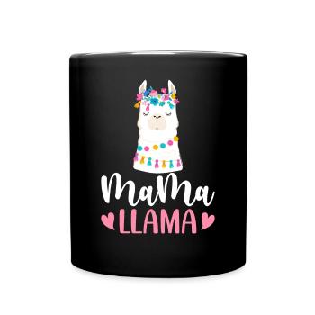 Mama Llama Llama Alpaca Mama - Full Colour Mug - black - Front