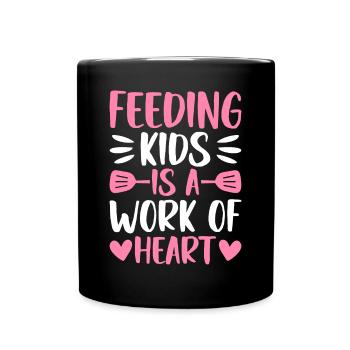 Lunch Lady Cafeteria Employee Feeding Children - Full Colour Mug - black - Front