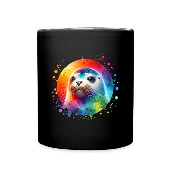 Robbe Seehund - Tasse einfarbig - Schwarz - Vorne