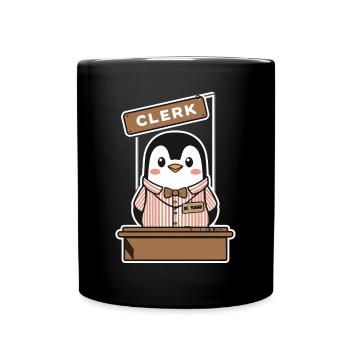Drôle de pingouin Desk Clerk - Mug uni - noir - Devant