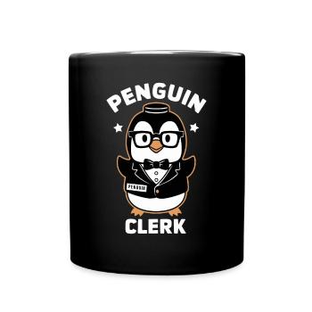 Pinguin Clerk Lustig Niedlich Brille - Tasse einfarbig - Schwarz - Vorne