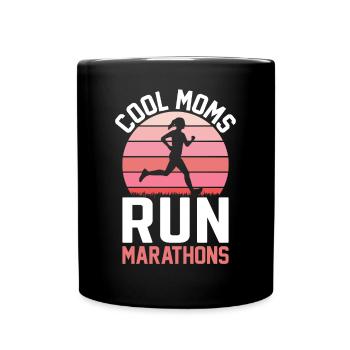 Läuferin Lauffreundin Marathonläuferin Mutter - Tasse einfarbig - Schwarz - Vorne