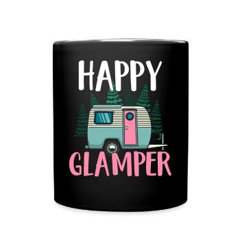 Rv Camping Camper Camping Frauen glücklich Glamper - Tasse einfarbig - Schwarz - Vorne