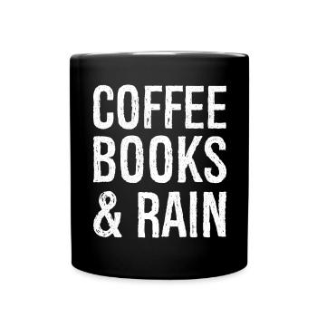 coffee books rain - Tasse einfarbig - Schwarz - Vorne