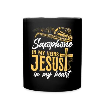 Saxophones Jésus Foi Chrétien - Mug uni - noir - Devant
