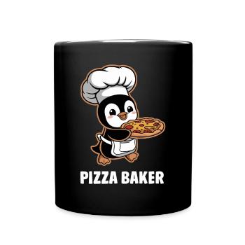 Pizza Baker Penguin Funny Chef - Full Colour Mug - black - Front