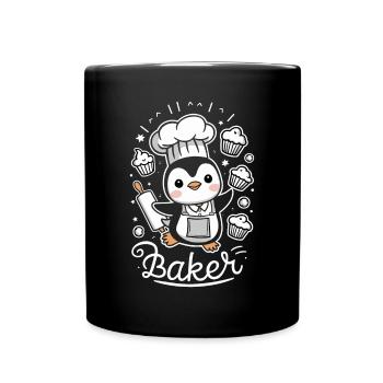 Cute penguin baker with muffins and - Full Colour Mug - black - Front