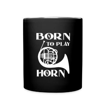 Horn player loves horn Playing the French horn in the orchestra - Full Colour Mug - black - Front