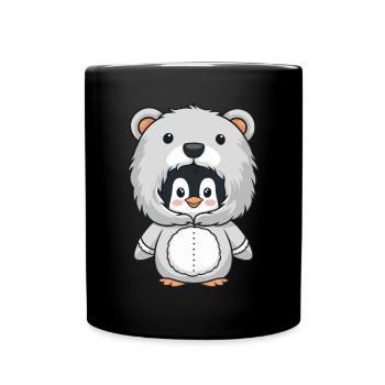 Pingouin en costume d’ours câlin - Mug uni - noir - Devant