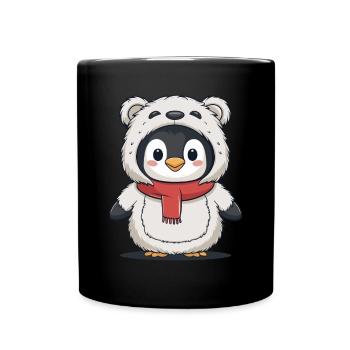 Cute penguin in bear costume - Full Colour Mug - black - Front