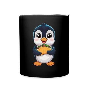 Pingouin mignon avec des tacos - Mug uni - noir - Devant