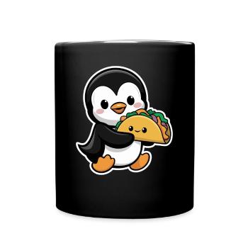 Pingouin mignon avec taco - Mug uni - noir - Devant