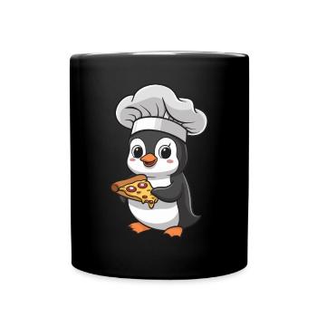 Penguin pizza maker with pizza - Full Colour Mug - black - Front