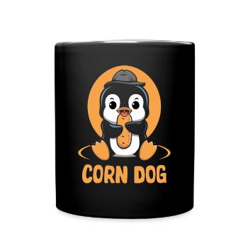 Pingouin mignon avec chien de maïs - Mug uni - noir - Devant