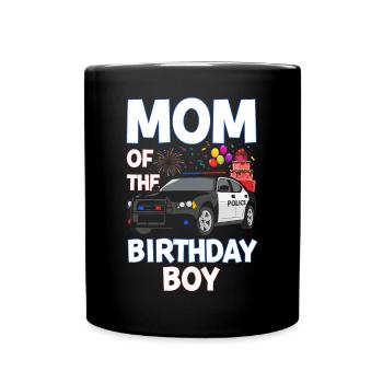 Mom Birthday Boy Policeman Law Enforcement - Full Colour Mug - black - Front